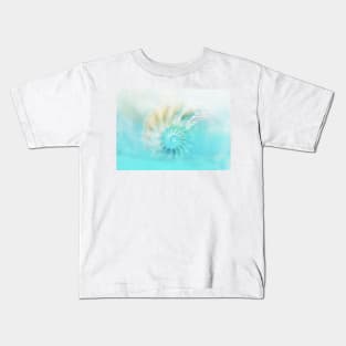 Pale Blue Nautilus Shell Kids T-Shirt